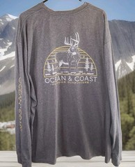 Ocean Coast Men’s Long Sleeve T-Shirt Sun Block Casual Fish XXL Big Buck Graphic
