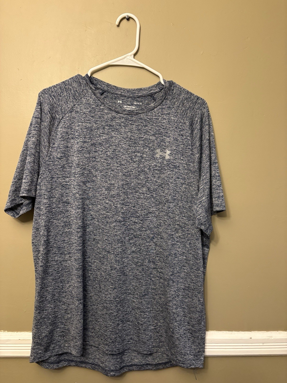 UnderArmor Tech Tee Men’s L Loose Fit Blue Gray Heather Color gallery
