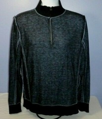 Men’s Buckle Black Standard Fit Long Sleeve 1/4 Zip Black and Blue Shirt L