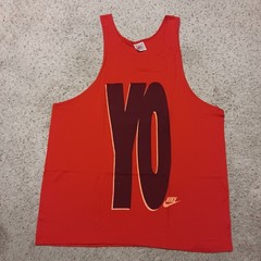 vintage 80s 90s NIKE USA Red YO tank top Adult sz XL made in USA grey tag