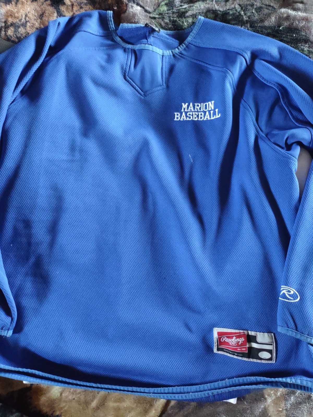 VTG Rawlings Dugout Fleece Pullover Baseball Team Issued Marion Patriots XL gallery