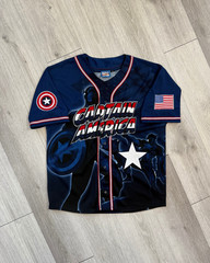 Vintage 2002 Marvel Comics Captain America Baseball Jersey – Size Large