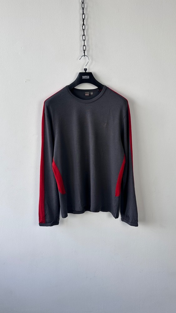 Mens Icebreaker 260 Bodyfit XL Merino Wool Base Layer Top Hiking Ski Gray Red