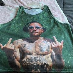 SKYLRK Men’s Green Mesh Graphic Tank Top L Breathable Logo Round Neck
