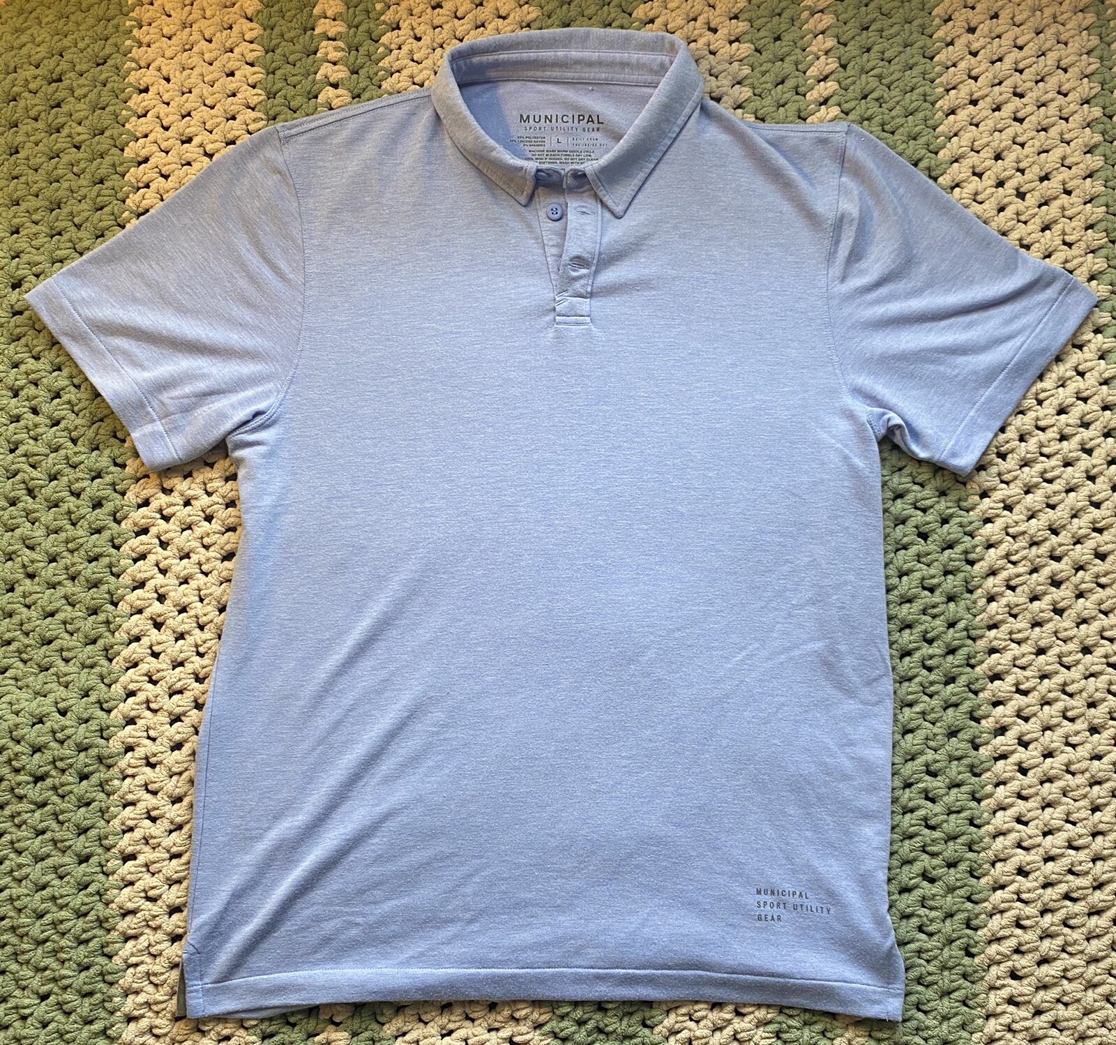 Municipal Sport Mens Large Utility Gear Blue Polo Extremely Soft Collared gallery