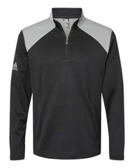 ADIDAS Golf Men’s Textured Mixed Media Quarter-Zip Pullover, Athletic Jacket