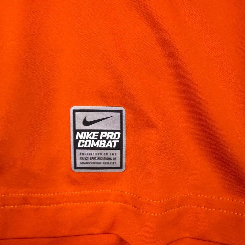 Nike Pro Combat Dri-FIT Compression Shirt Mens Medium Orange Long Sleeve Workout gallery