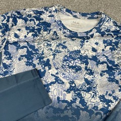 HUK Long Sleeve Fishing T Shirt Men XXL Performance Snakeskin Camo Blue Outdoors