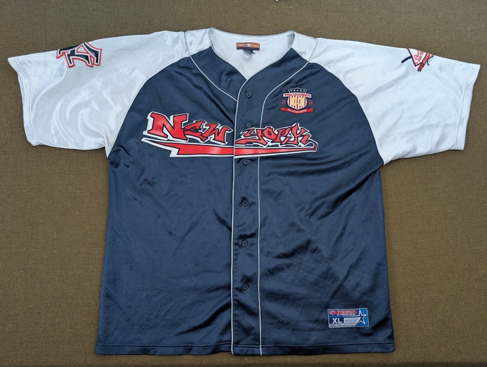 Vintage Veezo Wear Jersey XL Blue New York Hip Hop Baseball Wu Wear Rap Y2K 90s