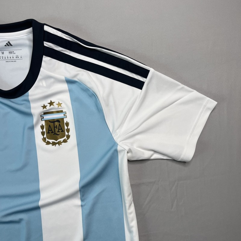 Adidas Argentina AFA Soccer Jersey Mens medium White Blue Fan Blank Back gallery
