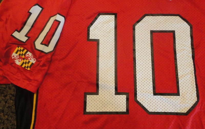 Maryland Terrapins Terps Red Under Armour Football Jersey #10 Mens Large UA NWT gallery