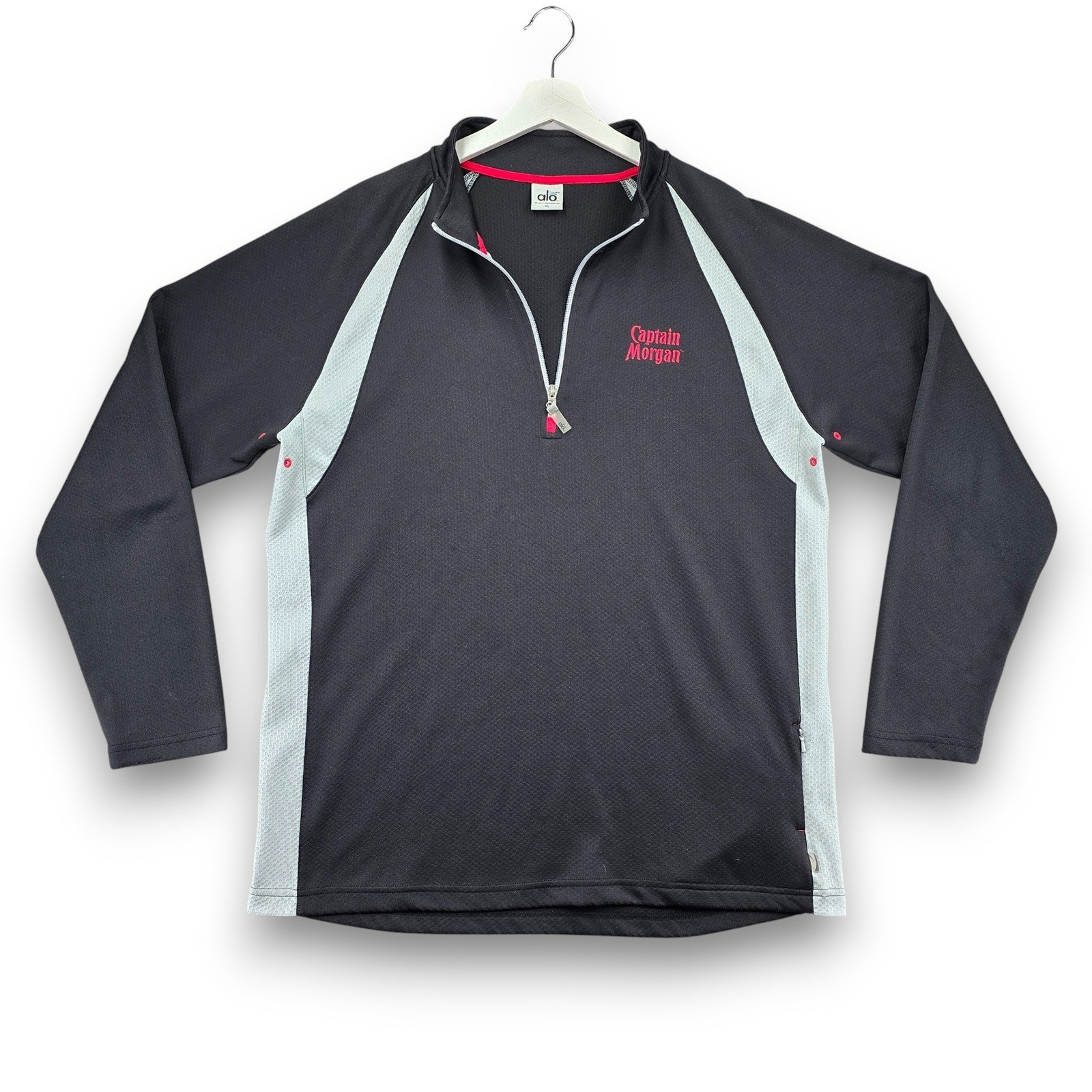 ALO Captain Morgan CoolFit Mens Black Quarter Zip Pullover Mockneck Shirt XL gallery