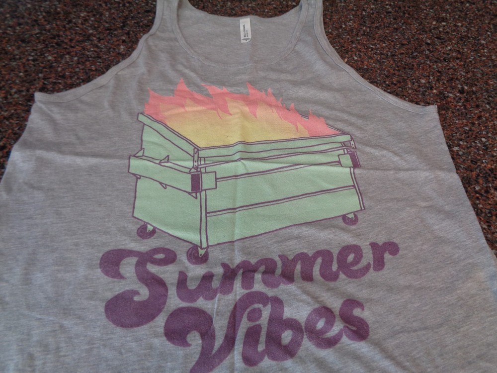 Summer Vibes Dumpster Fire Tank Top Adult Medium T-Shirt Bella + Canvas New