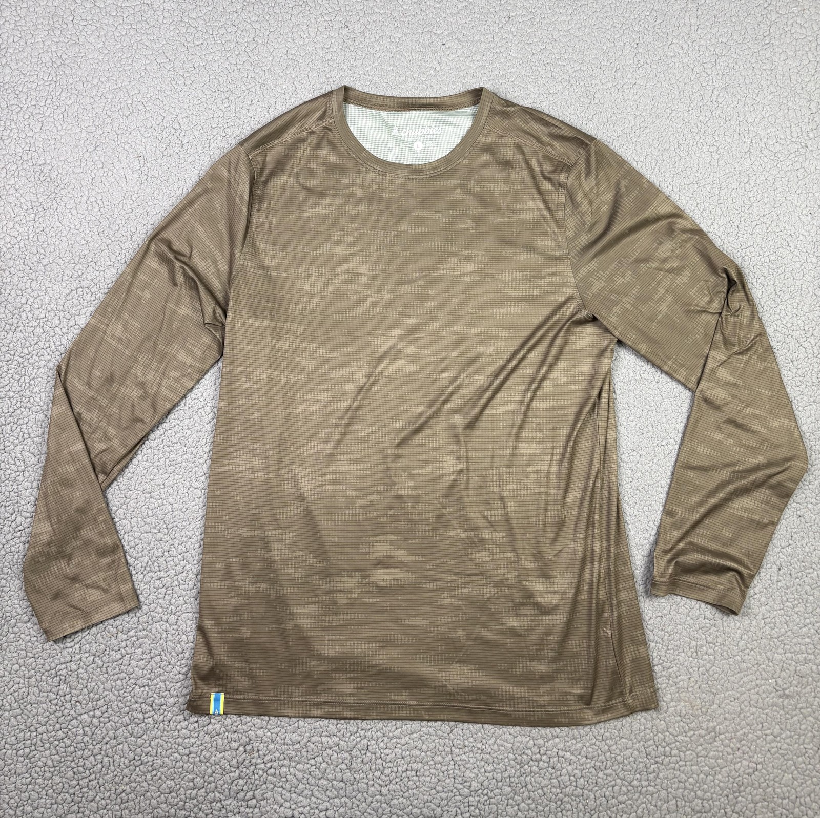 Chubbies Shirt Mens LG Brown Long Sleeve Performance Geometric Crew Lightweight gallery