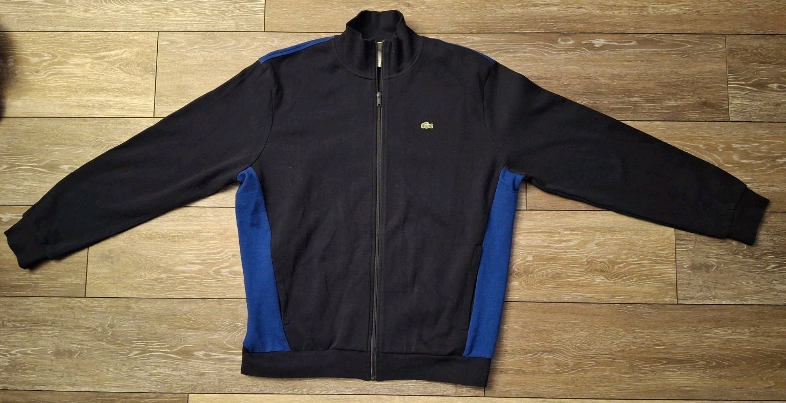 Authentic Lacoste Sport Navy/Royal Blue Bicolor Zip Jacket - Size XL - 97% Cot gallery