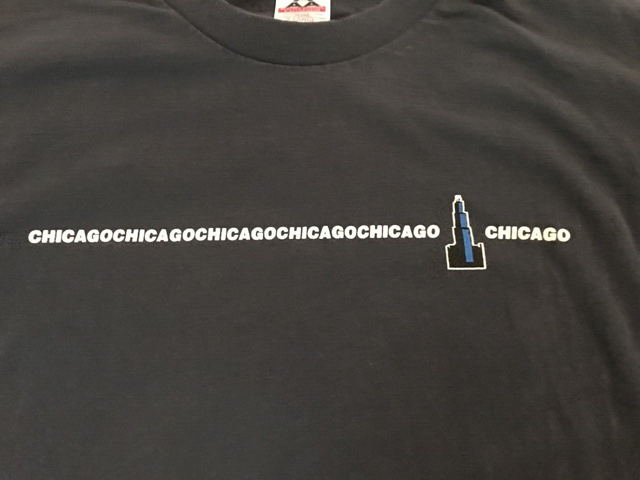 Vintage CITY OF CHICAGO PROMO SHIRT LONG SLEEVE LS T-SHIRT XL NAVY BLUE RARE gallery