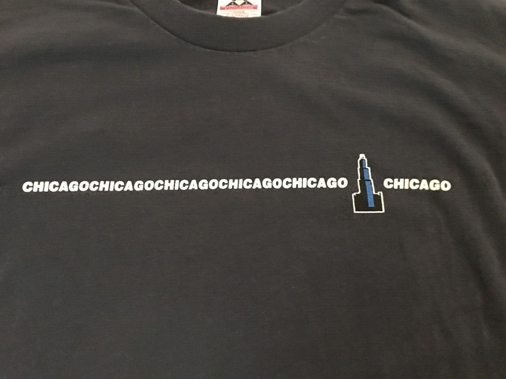 Vintage CITY OF CHICAGO PROMO SHIRT LONG SLEEVE LS T-SHIRT XL NAVY BLUE RARE