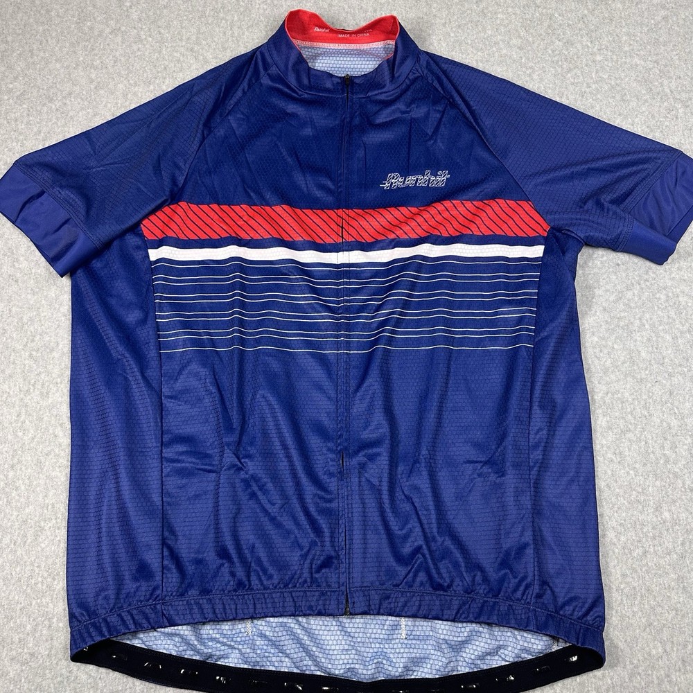 Runhit Cycling Jersey Full Zip Shirt Men's 3XL Blue Breathable Bottle Holder