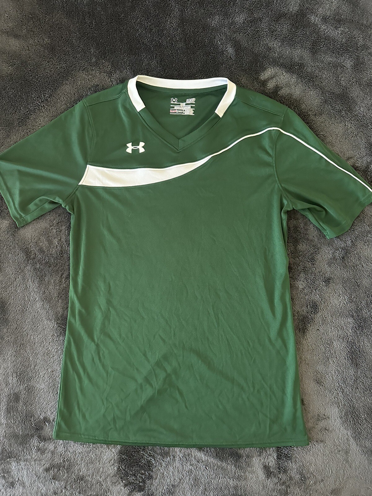 NEW Men's Under Armour Strike Green & White Soccer Jersey Shirt Small gallery