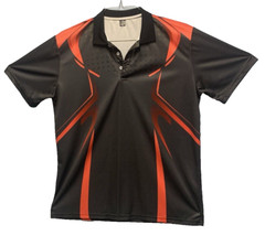 Athletic Men’s Shirt Short Sleeve Geometric Black Gray Orange Size L