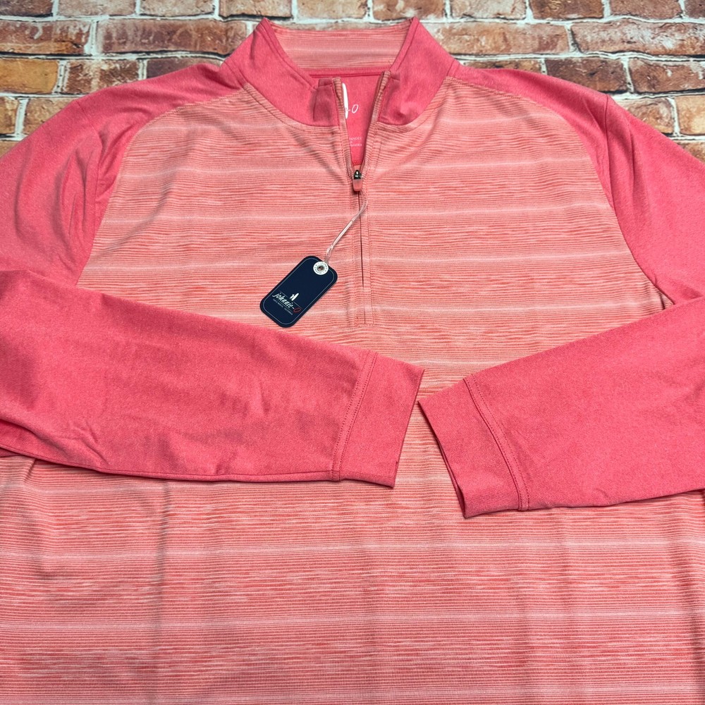 Johnnie-O Mens MEDIUM “Bert” 1/4 Zip Golf Striped Pullover Long Sleeve $128