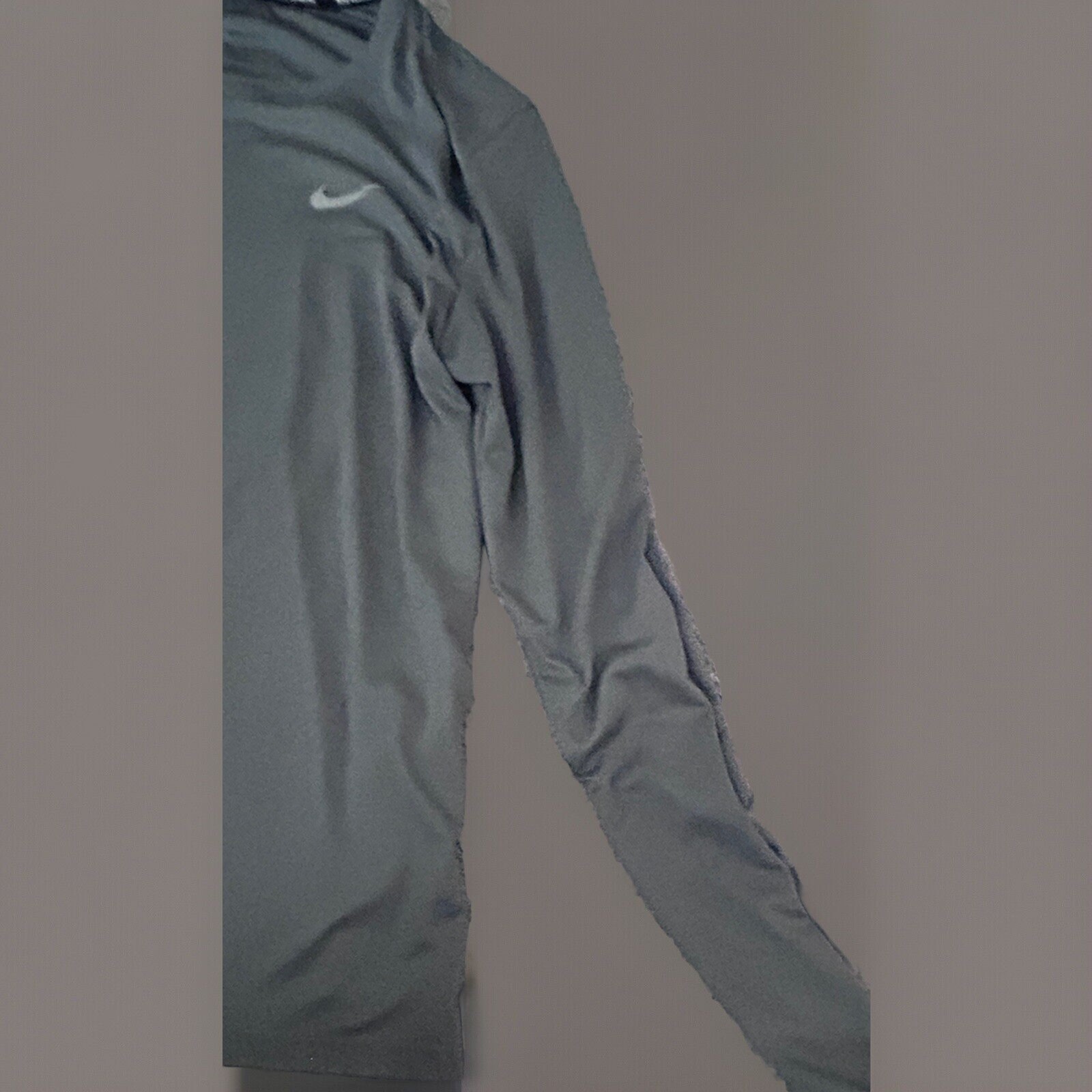 Nike Running Dri Fit Men's Long Sleeve Shirt Grey Large W/ Reflector On Wrist gallery