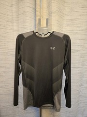 Under Armour HeatGear Compression Mens XL Gray Long Sleeve Athletic Running