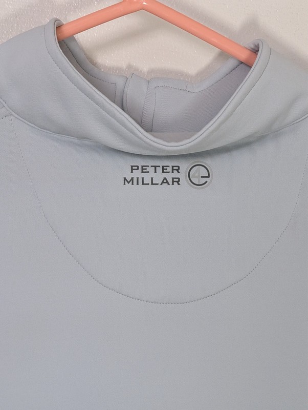 Peter Millar Crown Sport Embroidered Logo Lgt Gray Zip Pullover Top for Men - L gallery