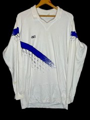 Vintage Asics Soccer Shirt Long Sleeve Collared White Sports 80s 90s Sz XL