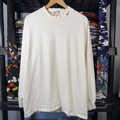 Nike Vintage Men’s Mock Neck Long Sleeve Shirt Cream Size L Mini Swoosh 90s