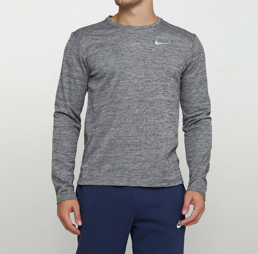NIKE DRI FIT PACER RUNNING LONG SLEEVE CREW TOP IRON GREY BV4753-068 MEN 2XL