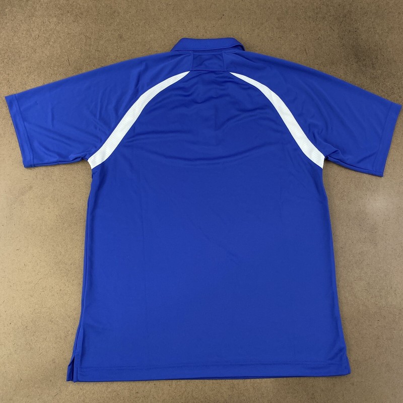 Sport-Tek Men's Size Medium Blue White Blank Dry Zone Raglan Athletic Polo T476 gallery