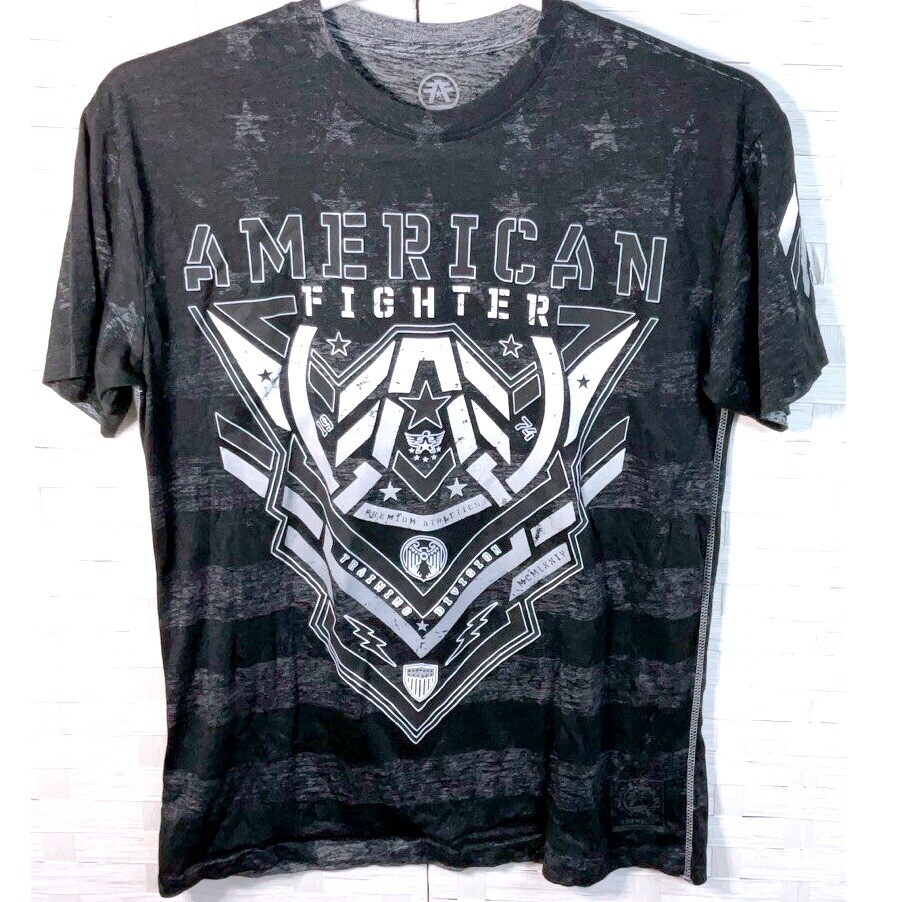 American Fighter Mens Size Large Black Grey T Shirt UFC MMA Training Athletic gallery