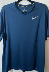 Nike Swoosh Dri Fit Running Blue Shirt Dark Teal Size XL Teal Blue