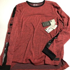 MSX by Michael Strahan Mens LS Maroon Black Wicking Performance Shirt Sz L