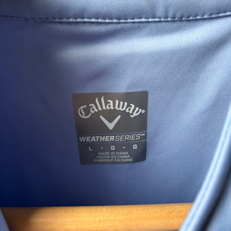 Callaway Weather Series Jacket Mens Large Blue Striped 1/4 Zip Golf Sports gallery