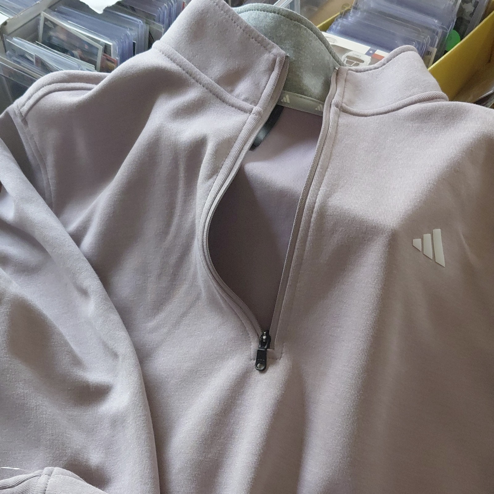 adidas Elevated 1/4 Zip Pullover Mock Neck Long Sleeve Prelov Fig M gallery