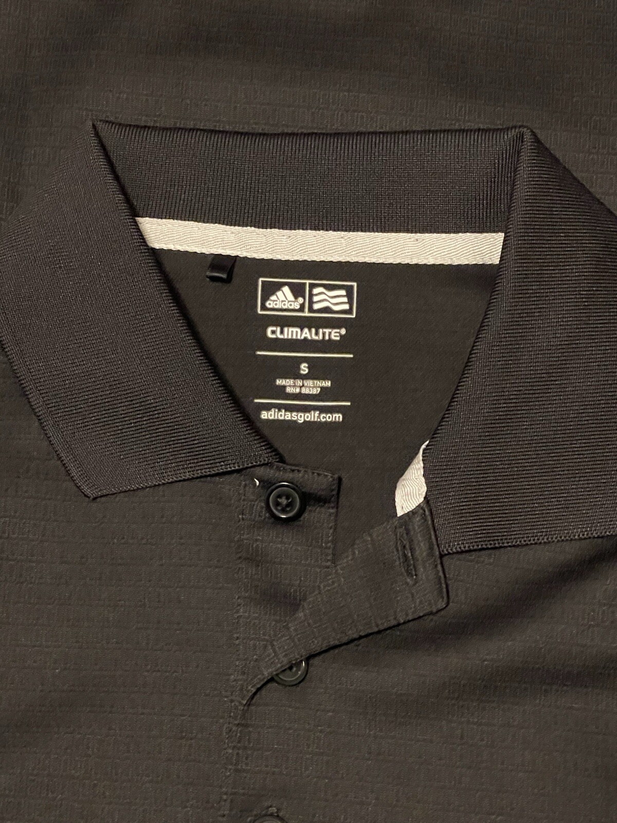 ADIDAS CLIMALITE SOLID GOLF POLO SHIRT MEN SMALL BLACK POLYESTER ATHLETIC gallery