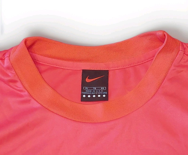 NIKE ORANGE RED EMBROIDERED Swish LOGO CREW SHORT Sleeve Shirt MEN XL CHEST 48 gallery