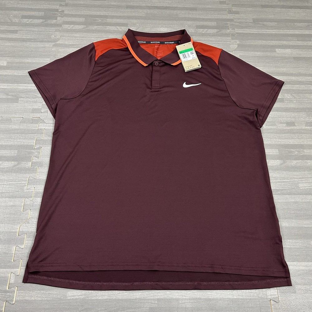 Nike Court Advantage Dri-Fit Tennis Polo Shirt Mens Size XL FD5317 Burgundy $68