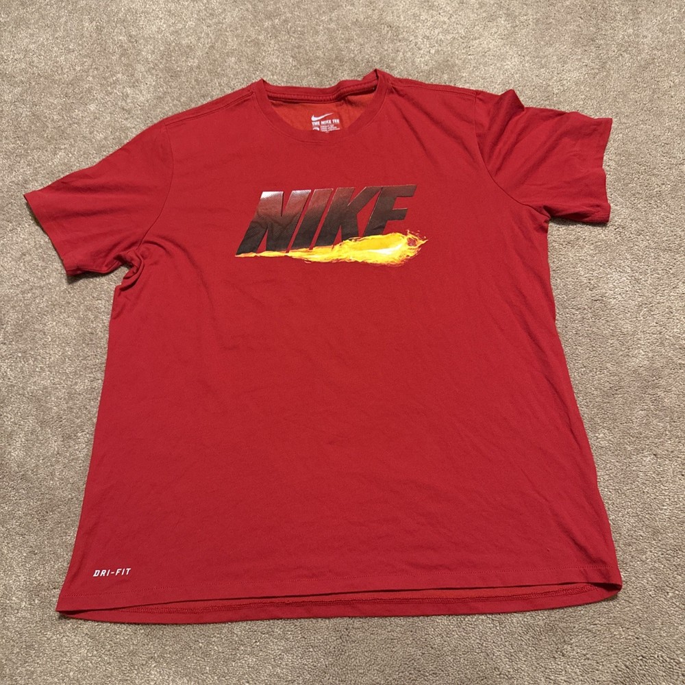Nike Tee Athletic Cut Dri Fit XL Red Short Sleeve T-shirt XL