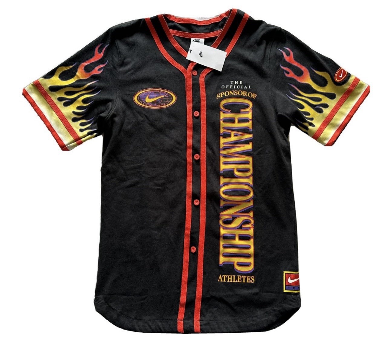 Nike Americana Flames Baseball Button Up Jersey Mens Medium New $85 DV9642-010 gallery