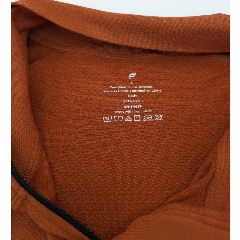 Fabletics The Training Day 1/4 Zip Pullover Mens L Orange Athletic Shirt LS gallery