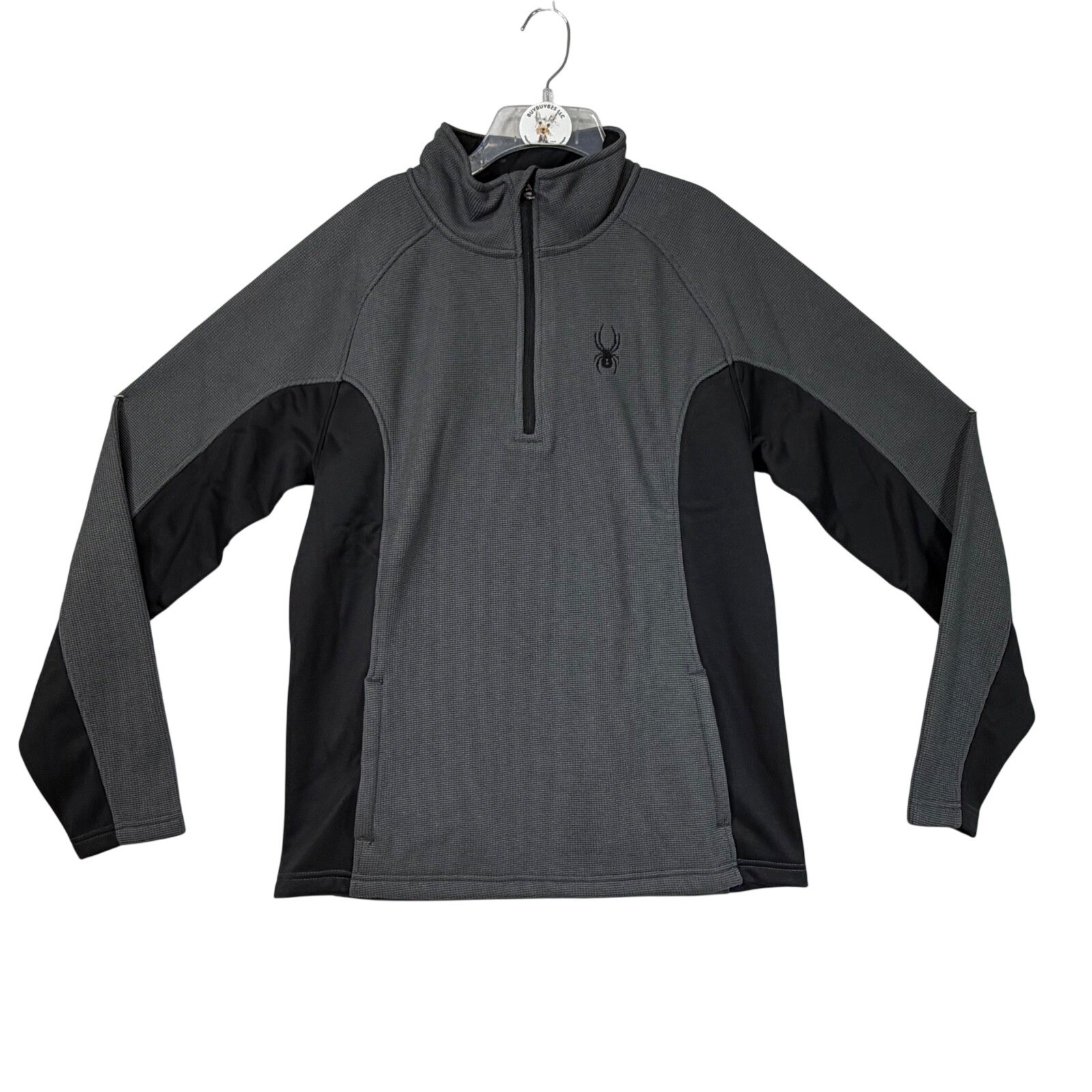Spyder Mens Polar 1/4 Zip Pullover Gray Black Athletic Top gallery