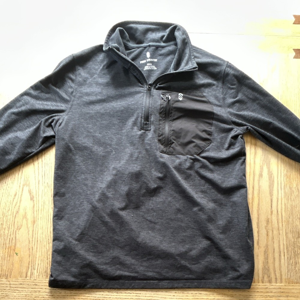 Free Country Men's 1/4 Zip Mock Neck Pullover Top Black M Polyester