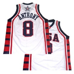 Throwback 2004 Melo Anthony #8 Basketball Jersey White Sewn Custom Names USA