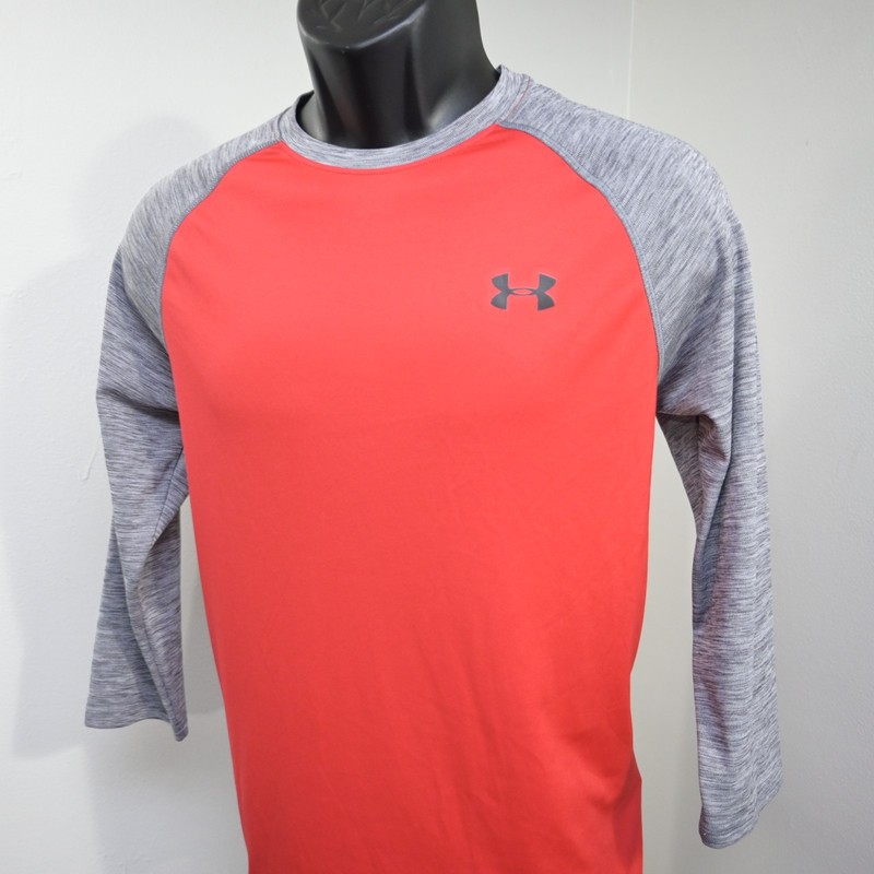 Under Armour Gym Shirt 3/4 Sleeve Red HeatGear Fitted Mens Size Medium gallery