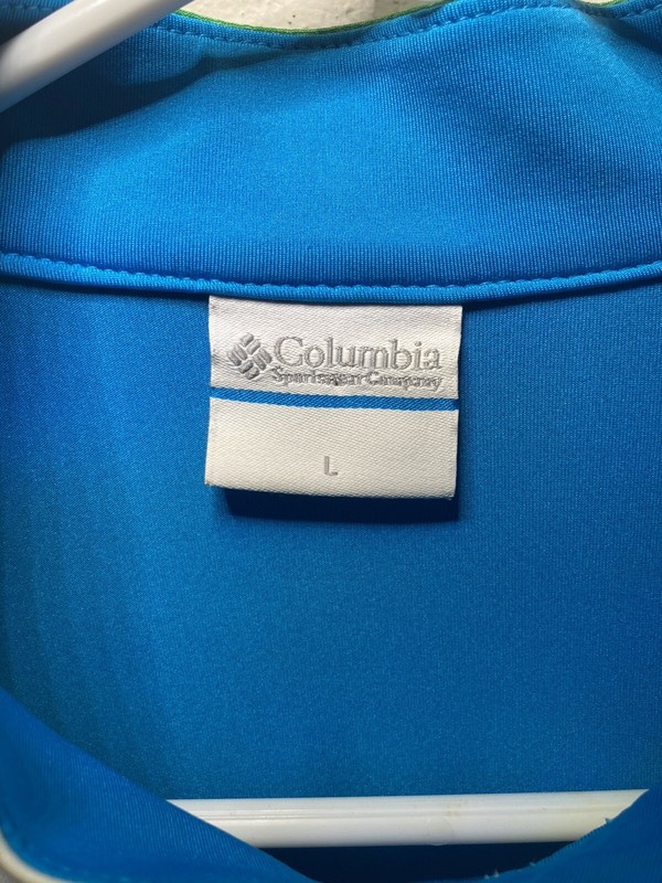 Columbia Omni-Freeze Green White Blue 1/4 Zip Mens Large Breast Pocket Shirt gallery