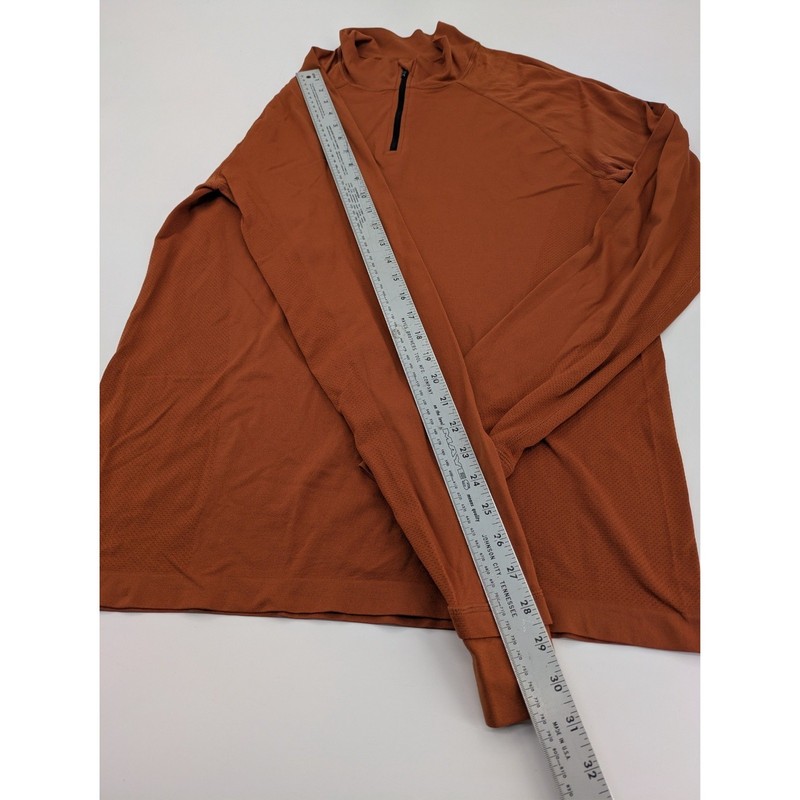 Fabletics The Training Day 1/4 Zip Pullover Mens L Orange Athletic Shirt LS gallery