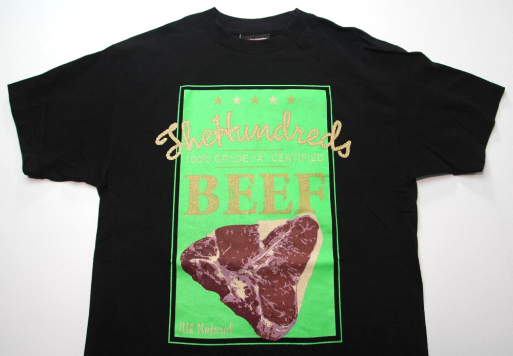 2007 THE HUNDREDS ~BEEF~ TEE M og/logo/bomb/punk/vtg/smiths/murder/lp/is/meat/ep